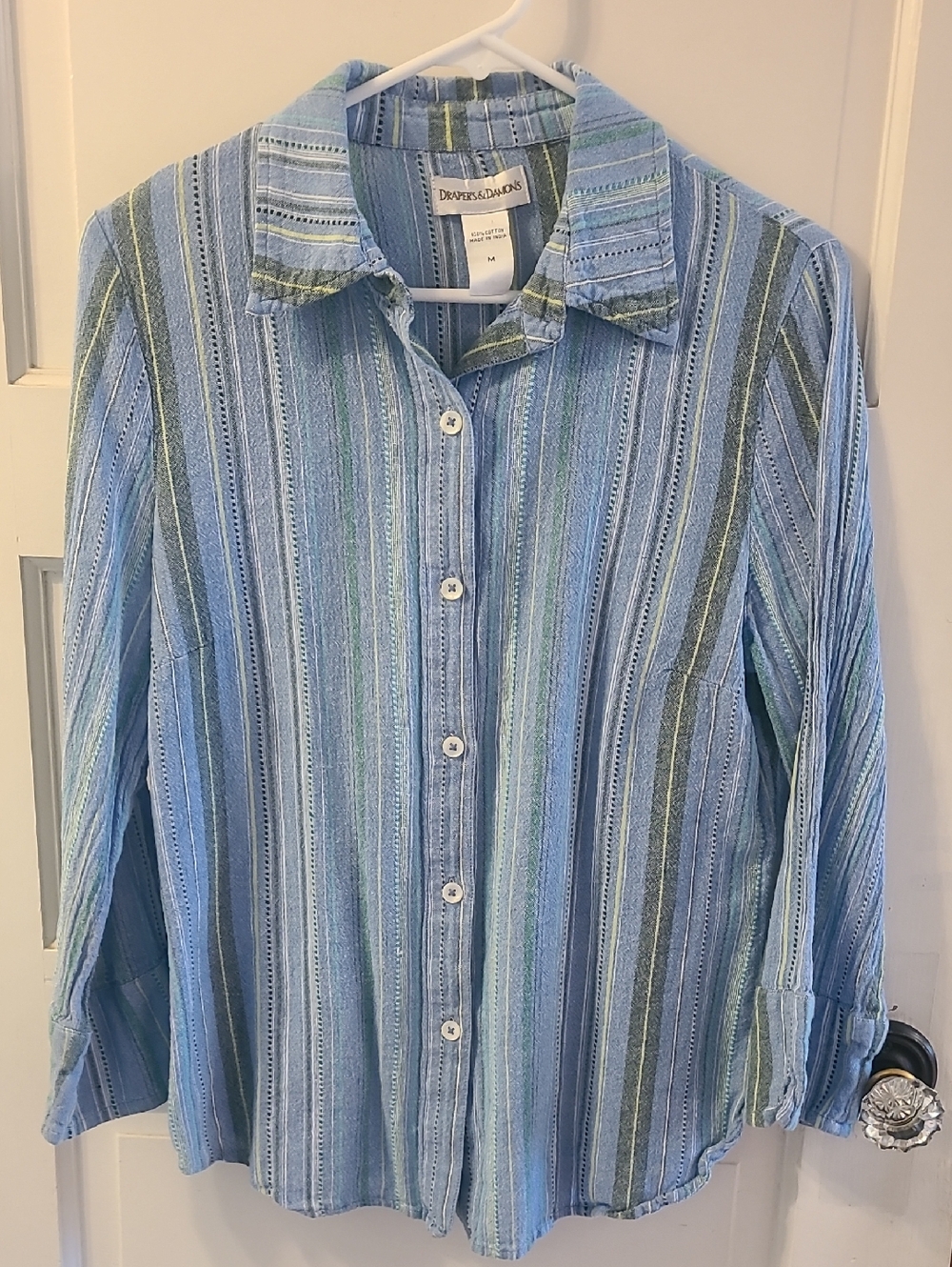 Blue Multi-Stripe Button-Up Shirt by Drapers & Damons